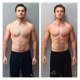 A male body rebuild client before and after the program.